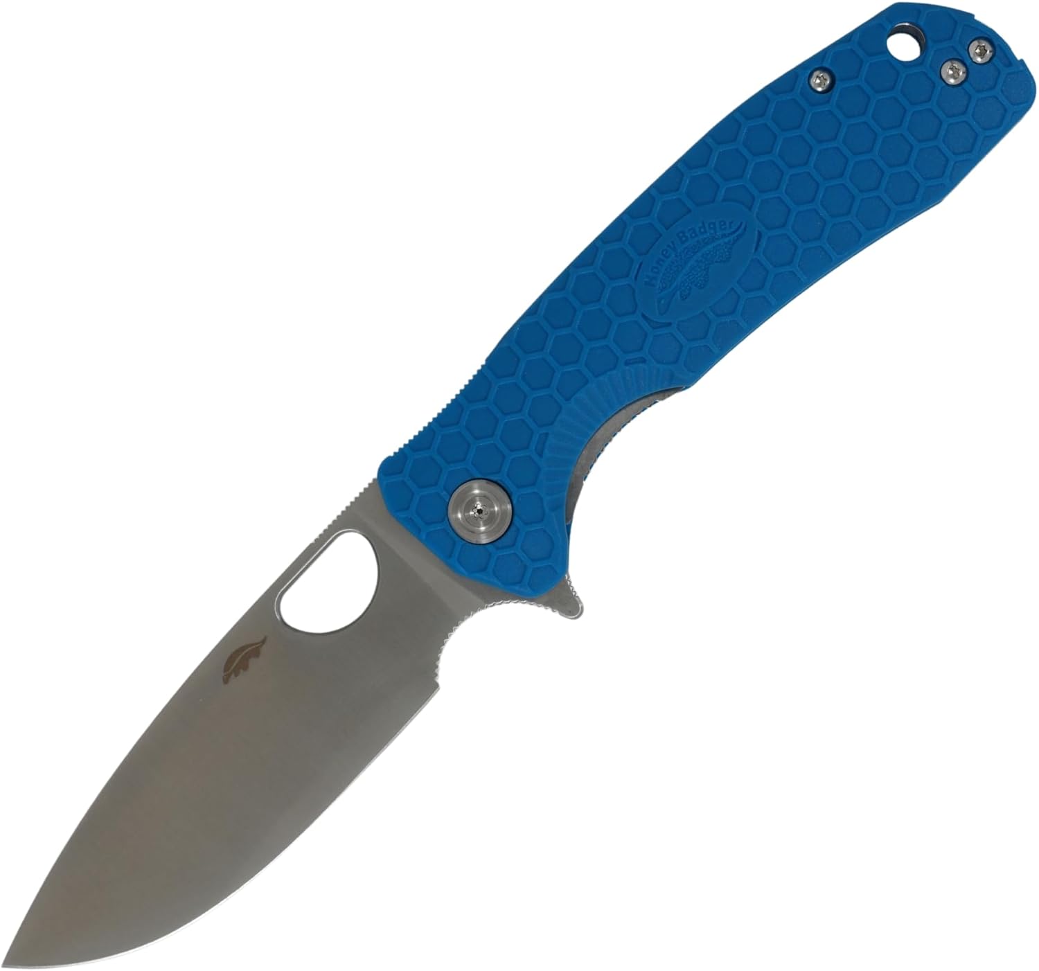 Honey Badger Small Pocket Knife EDC Drop Point Folding Utility Knife 2.8" Steel Blade Reversible Pocket Clip - (2.6oz) Drop Point Small Blue HB1024