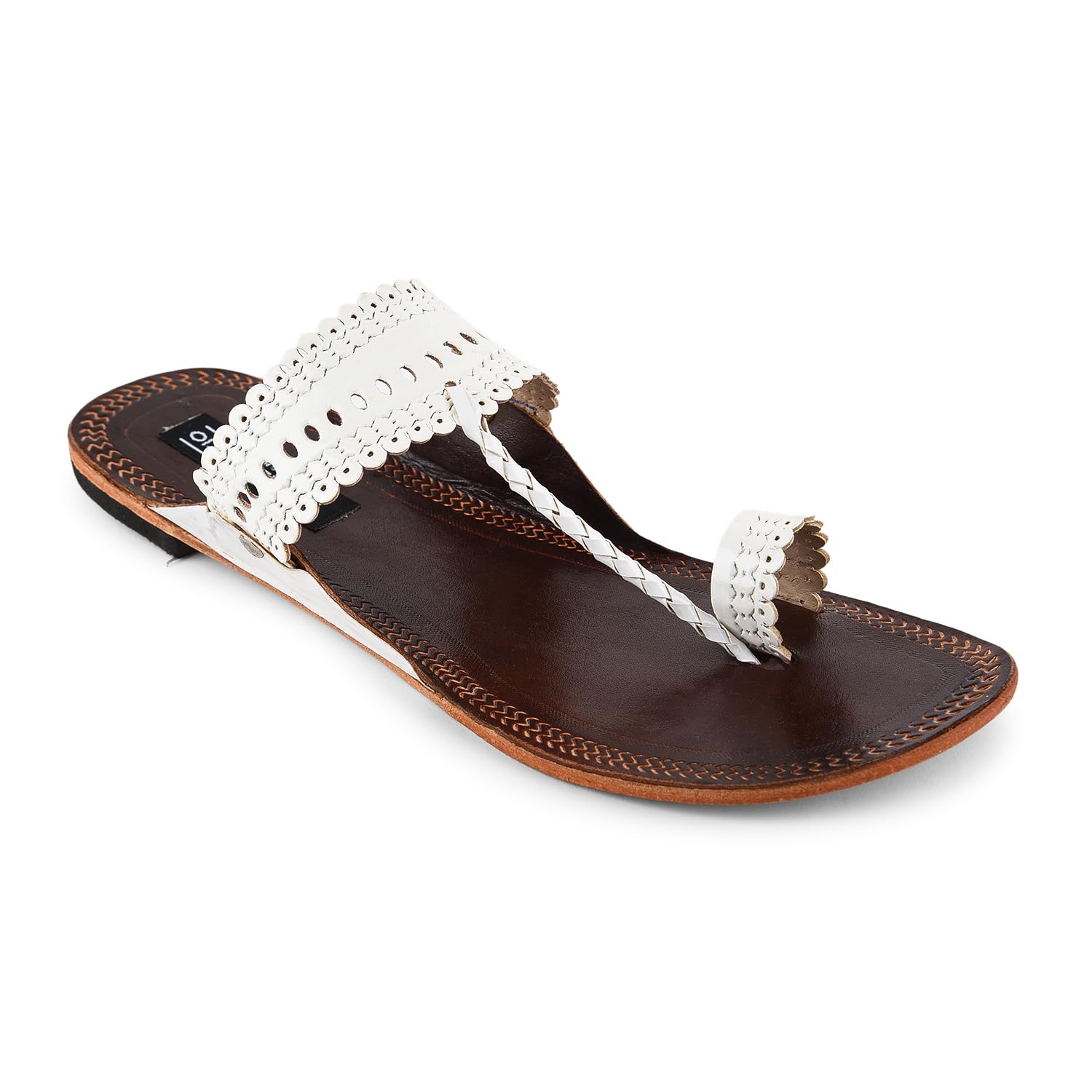 Kolhapuri Silver Toe Ring Flats, Traditional Indian Ethnic Sandals, Women's Footwear-image-5