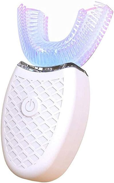 Ultrasonic Electric Toothbrush, 360° Automatic Electric Toothbrush Teeth Whitening Brush Wireless Electric Tooth Clean Brush Charging U Type Ultrasonic Electric Lazy Toothbrush for Kids Adults (White)