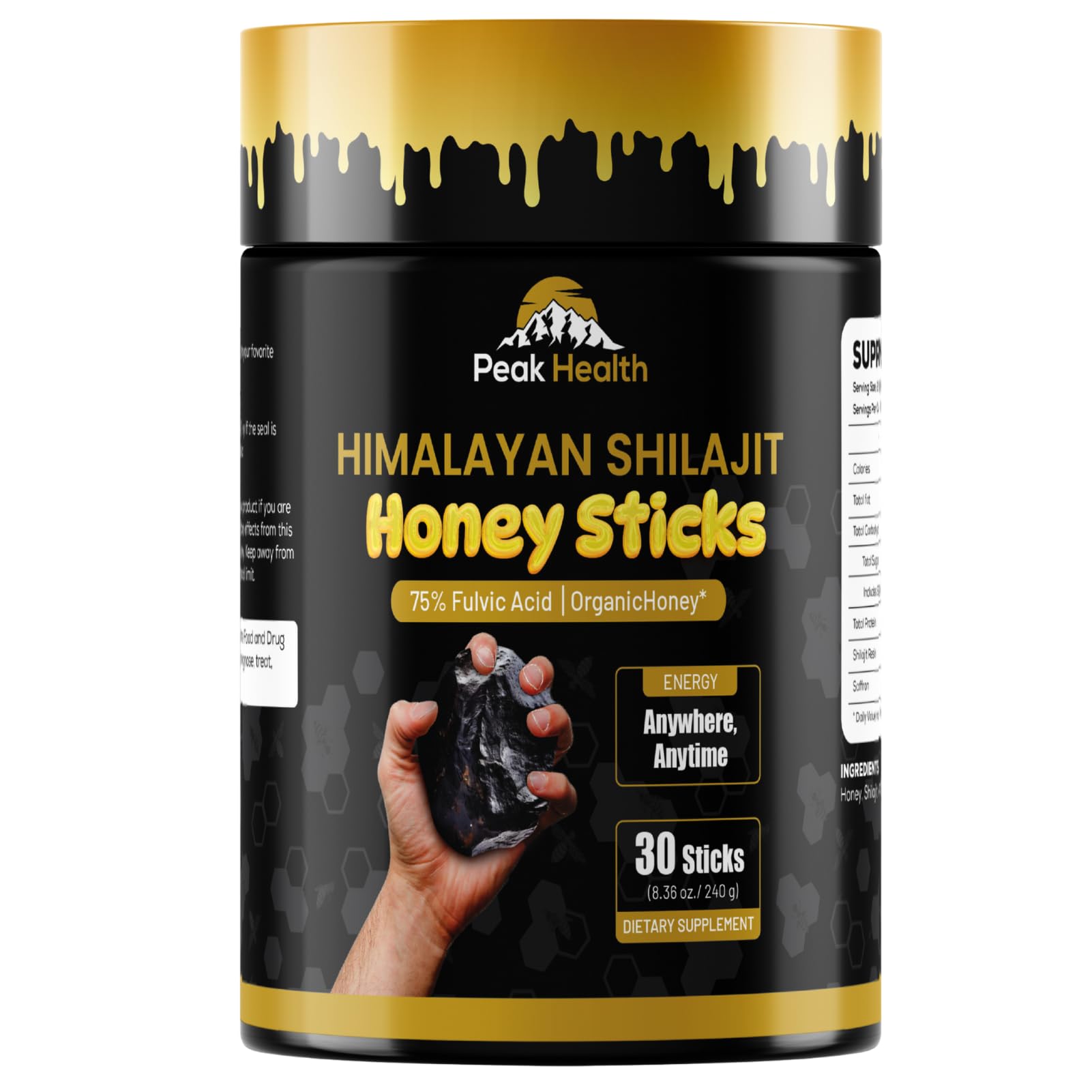 Peakhealth Shilajit Sticks with Organic Honey,Saffron | Himalayan Shilajit for Men | 30 Sticks for Natural Energy & Perfect Active Lifestyle, 85+