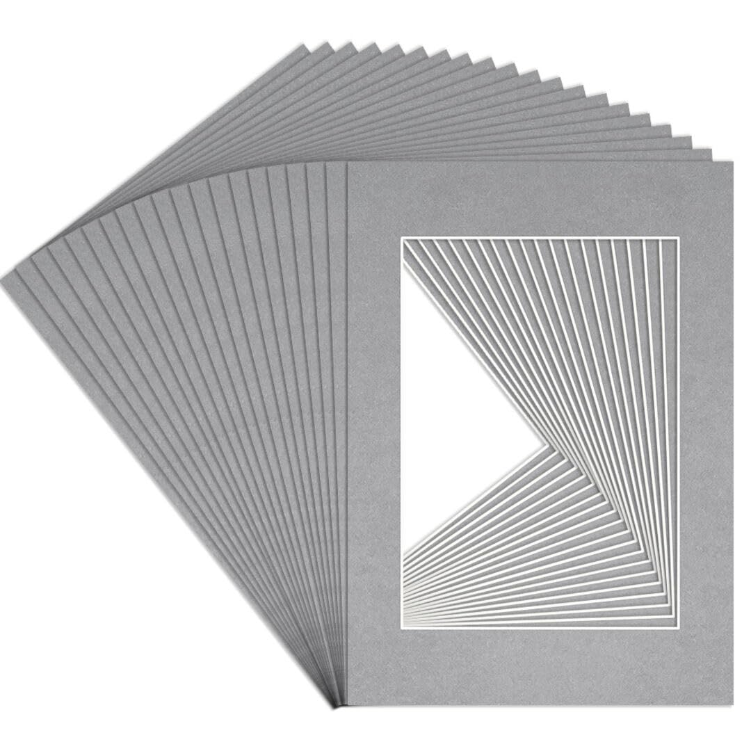 Procut Global A2 Silver Picture Mounts to Fit A3 Aperture - Precision Cut Cardboard Photo Mount - Ideal for Frames, Prints, Artwork & Certificates - Sizes & Colours Available - 20 Pack