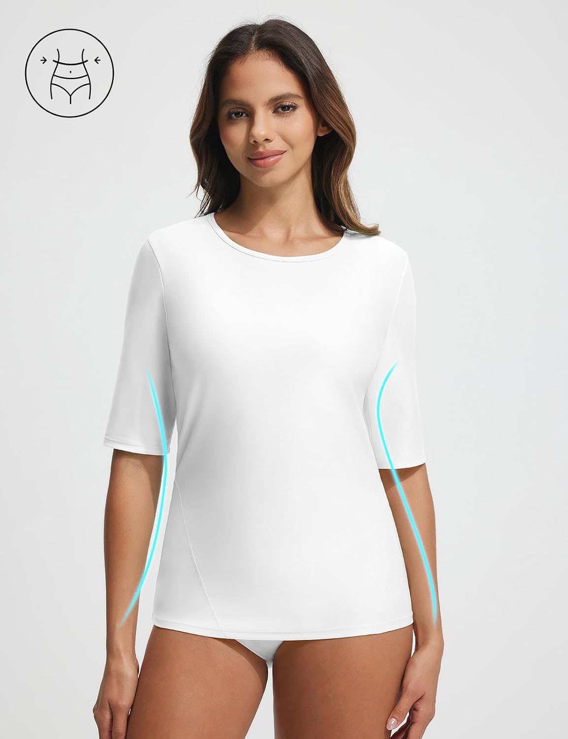baleaf UPF50+ Rash Guard for Women Elbow Length UV Protection Swim Shirts Quick Dry Sun Shirts Lightweight Swimsuits Top