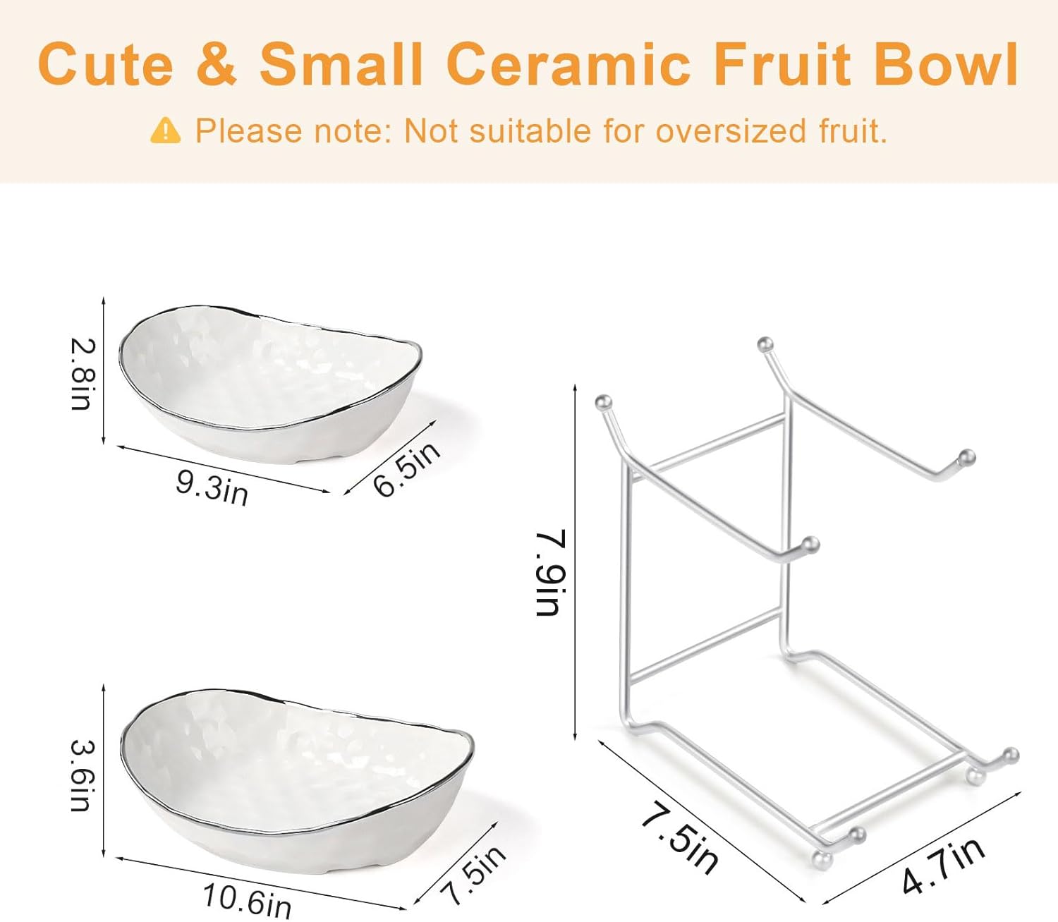 Fruit Bowl for Kitchen Counter - Two Tier Ceramic Fruit Basket, Fruit Holder for Fresh Fruit&Veggies, Modern Tiered Fruit Platter Serving Trays for Party