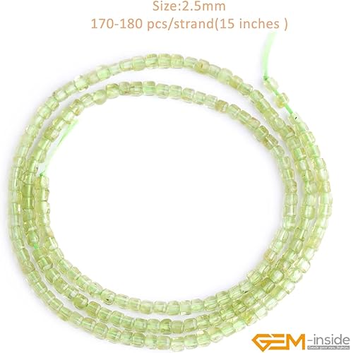 Miniatura 2 de GEM-Inside - Cuentas espaciadoras pequeñas de cuarzo de peridoto verde natural de 0.098 pulgadas, cuentas espaciadoras para hacer joyas de chakras,