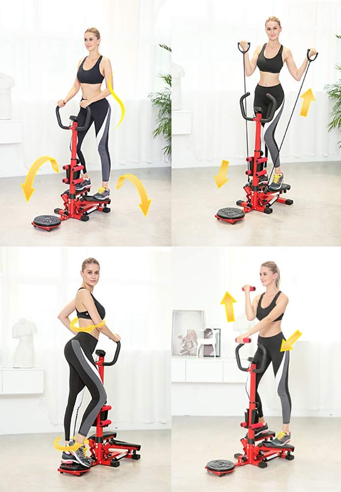 Stepper portatile per la casa, mini attrezzatura idraulica per il fitness idraulica per la perdita di peso per esercizi multifunzione, con corrimano/manubri/display LCD