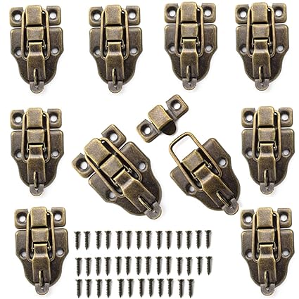 FORD SAM 10PCS Metal Duckbilled Box Hasp Lock Toggle Latch Catch for Wooden Case Boxes Toolbox Bronze Tone