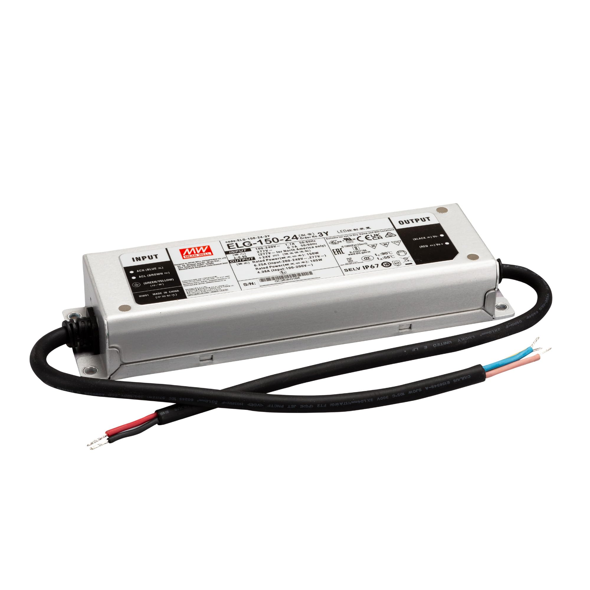 Mean Well ELG-150-24-3Y Transformateur LED, pilote LED, tension constante 150 W 6,25 A 12-24 V