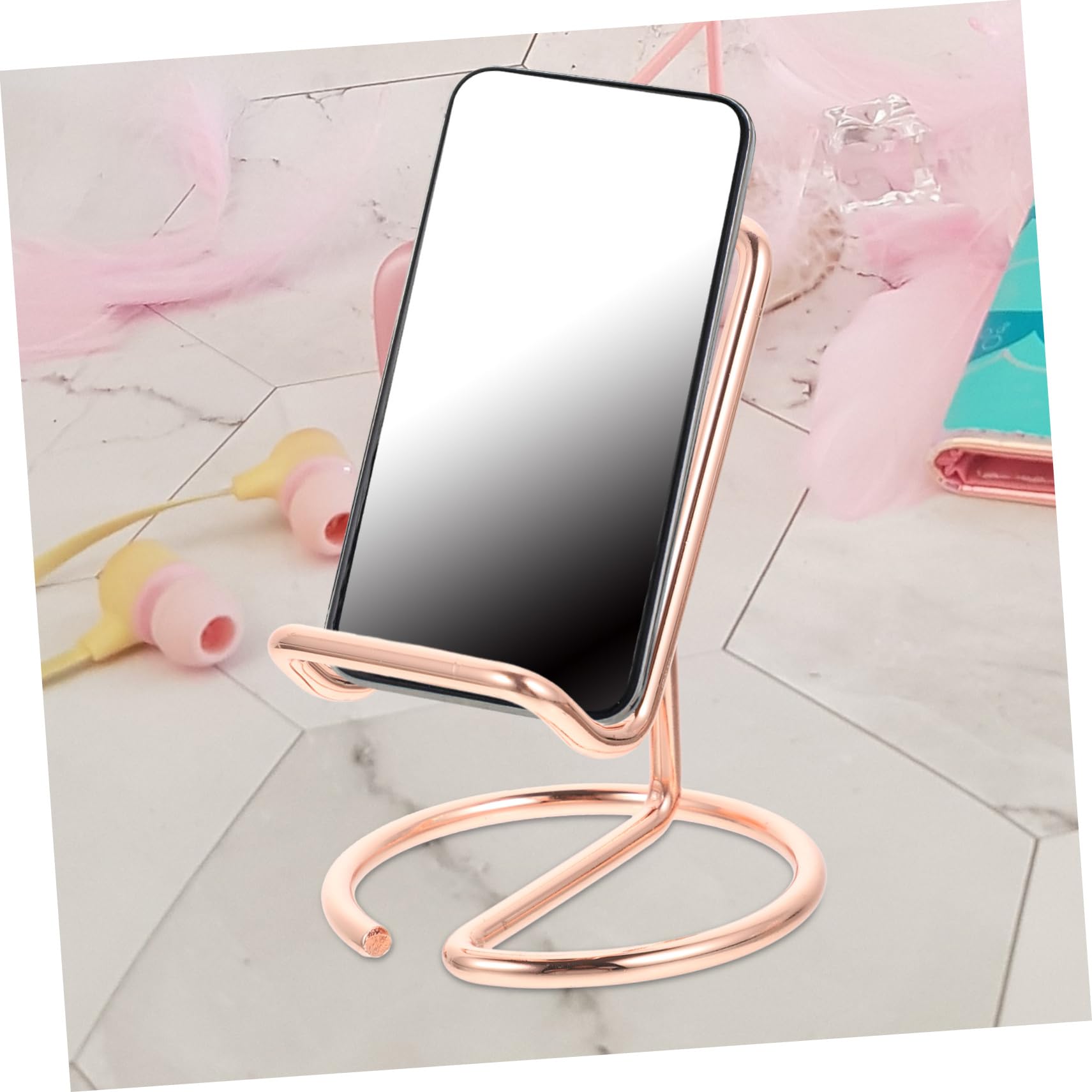 Supporto Telefono da Tavolo in Ferro 2 Pezzi Porta Smartphone Portatile Design Semplice Funzionale per Soggiorno e Camera