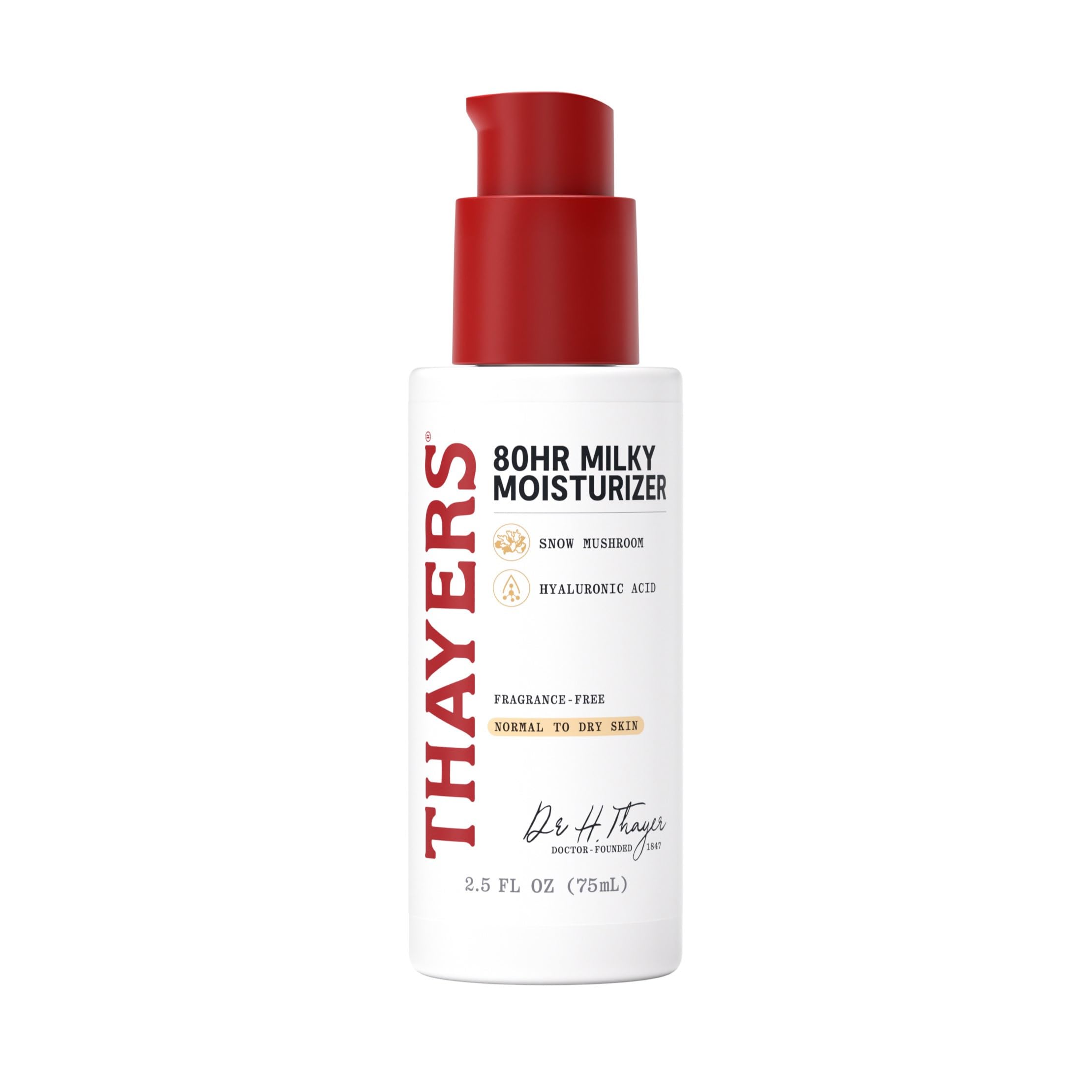 THAYERS 80HR Face Moisturizer Face Cream with Hyaluronic Acid and Snow Mushroom Milky Moisturizer Lightweight Hydration for Normal