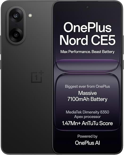 OnePlus Nord CE5 | 7100mAh | MediaTek Dimensity 8350 Apex | OnePlus AI | 8GB + 128GB |