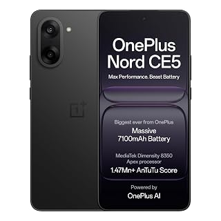 OnePlus Nord CE5 | Massive 7100mAh Battery | MediaTek Dimensity 8350 Apex | Powered by OnePlus AI | 12GB + 256GB | Black Infinity - Amazon product rated Grade B