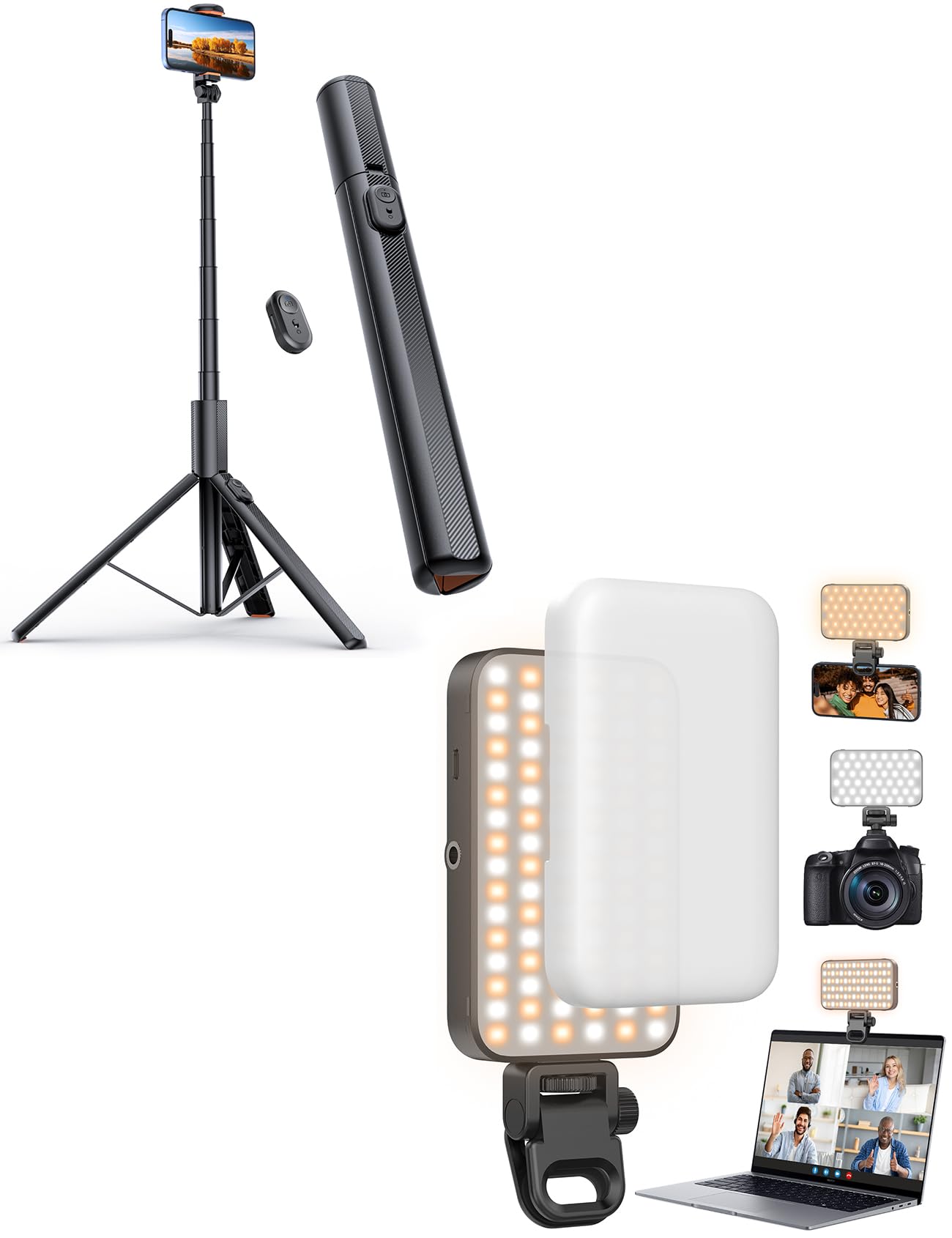 ANXRE Trípode 180cm y Luz Selfie 96 LED con Soporte
