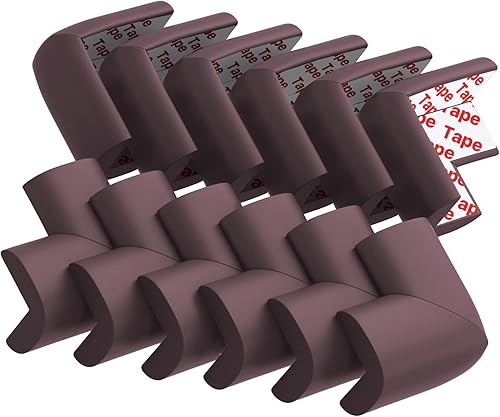 Miniatura 8 de Paquete de 12 protectores de esquina para esquinas y bordes a prueba de bebés, protectores de espuma de goma precintados de seguridad suave para Gris
