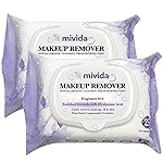 mivida Hypoallergenic Makeup Remover Wipes With Hyaluronic Acid, Alcohol Free & Frageance Free Makeup Wipes For Sensitive Skin, Plant Based Make Up Remover, Travel Friendly 2  25 Count