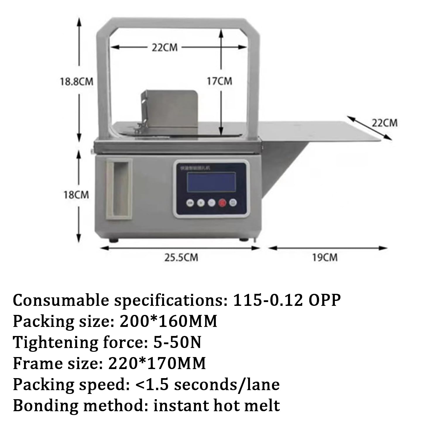 Máquina automática de flejado de cinta, máquina de bandas de cinta termofusible por inducción con cuenta de dos modos de trabajo, para verduras, frutas y manualidades
