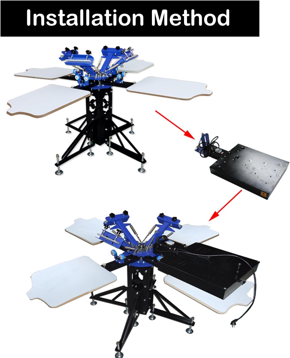 HayWHNKN 3 Color 4 Station Silk Screen Printing Kit Pressing Machine Printer for T-Shirt with Flash Dryer UV Exposure Unit Washout Tank