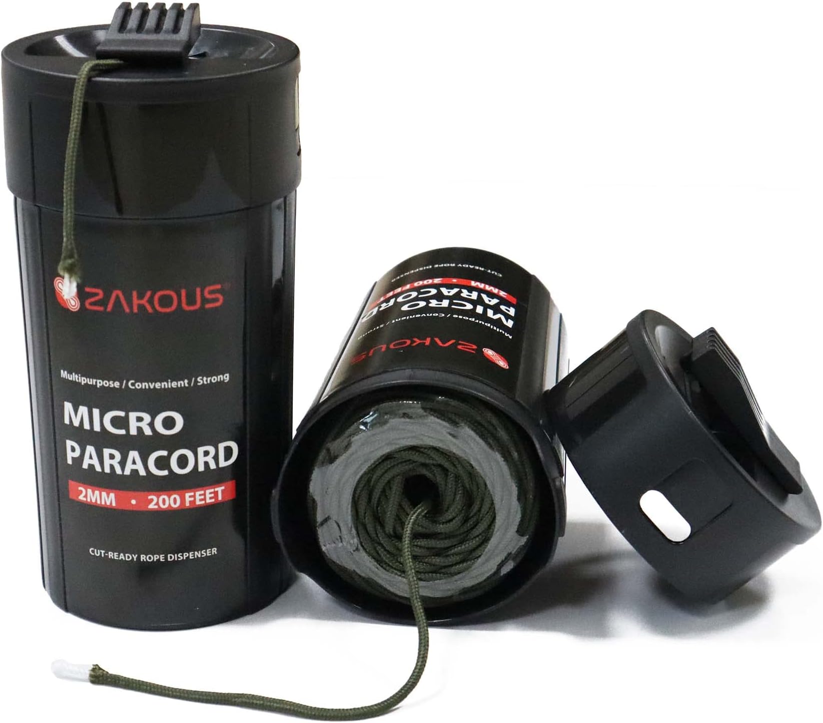 Cut-Ready Rope Canister - 200 Foot Solid Micro Paracord, Heavy Duty, All Purpose, Utility Cord Tie Down Rope for Camping, Tie, Pull, and Knot, Indoor and Outdoor Use