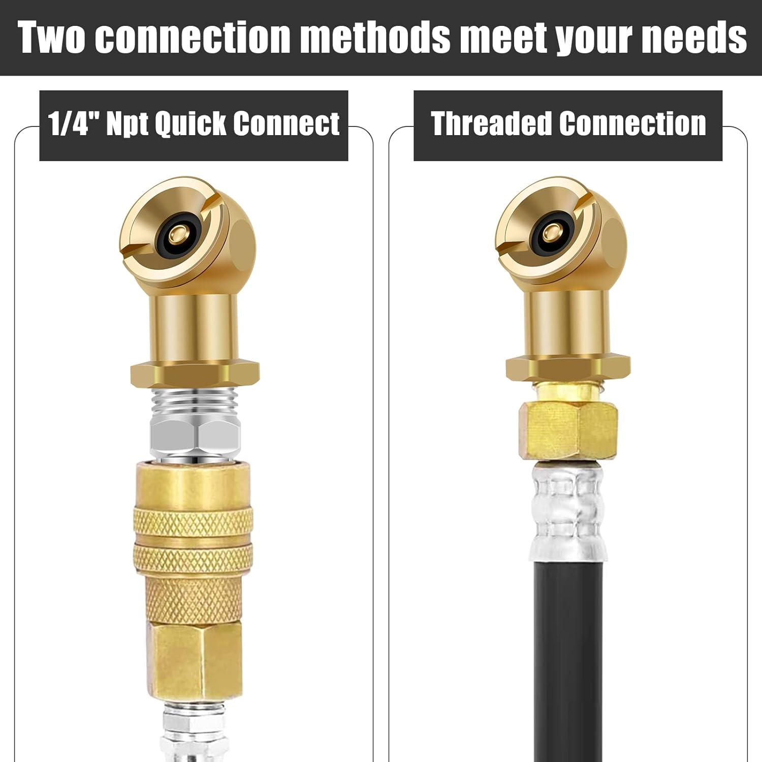 Ball Inflator Air Chuck Set Brass 1/4NPT Air Compressor Tire Inflator Attachment, Inflator Gauge Compressor Accessories for Car Truck Bicycle Motorcycle,2 Pack