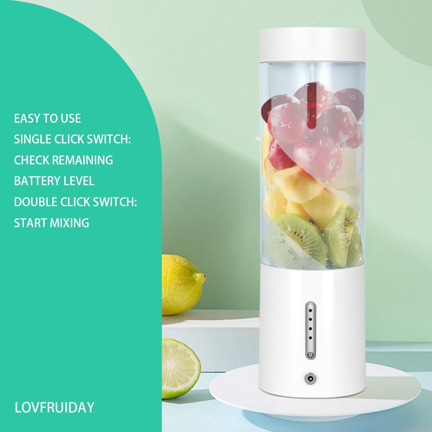 Portable Blender, Personal Size Blender for Smoothies and Shakes, 15oz Travel Blenders with 6 Stainless Steel Blades, Powerful & Rechargeable, 4000mAh Battery, USB Charging (Black)