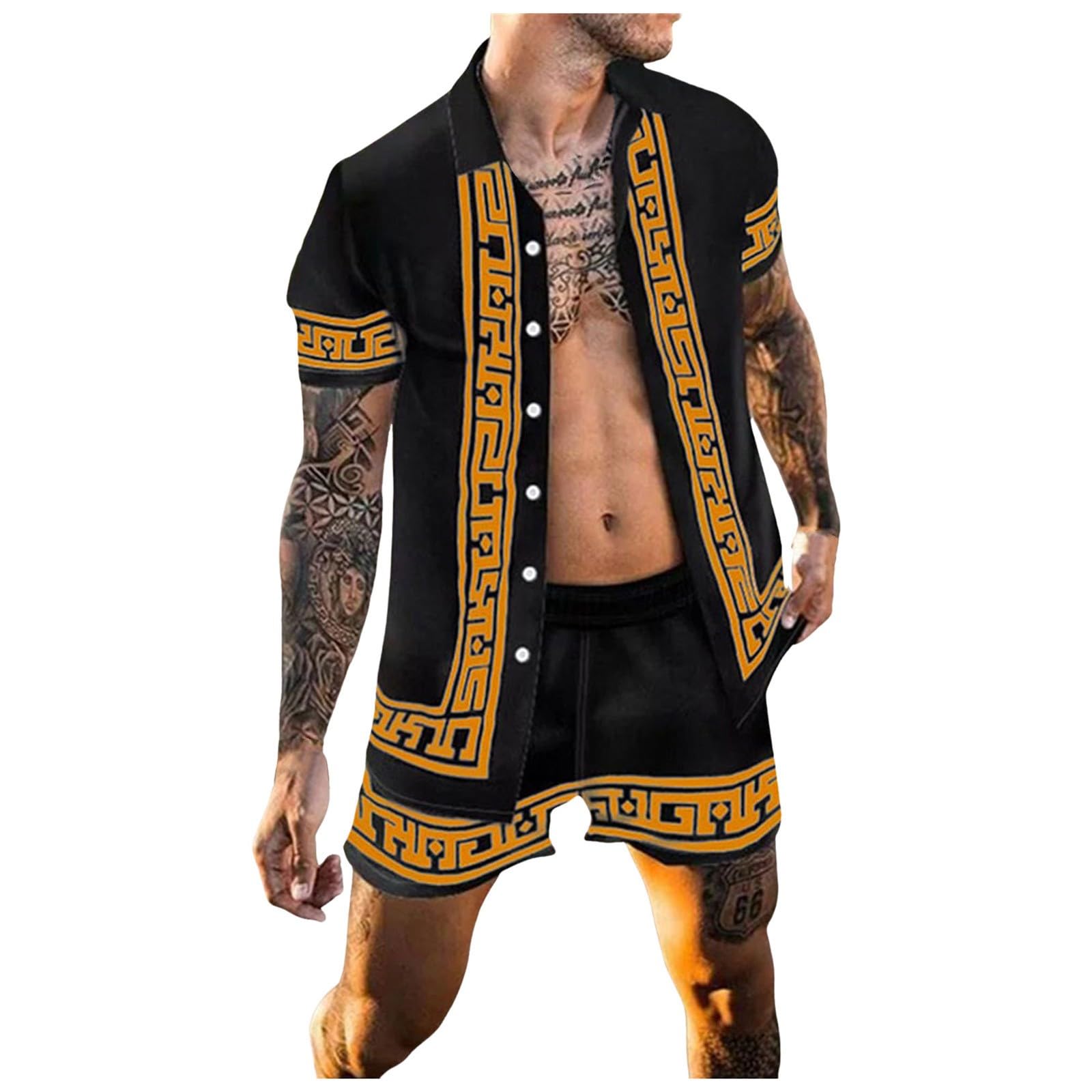 Traje De Verano Para Hombre, Traje Estampado De Ocio, Camisa De Playa, Traje Suelto Informal Corto, Algodón Ligero, Para Playas Y Viajes