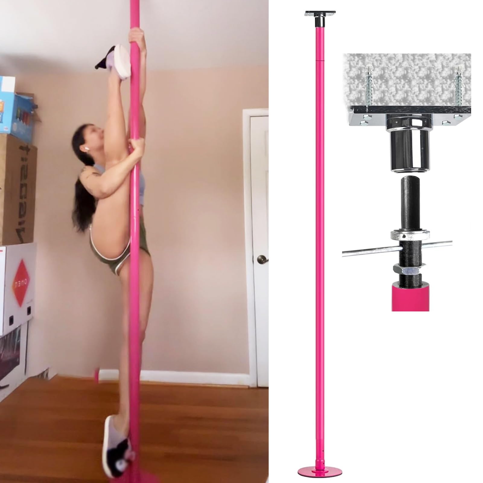 フリンジ付きピンクビキニ　ポールダンス Amazon.co.jp: ポールダンス 上部に取り付けられた常設の回転ダンス