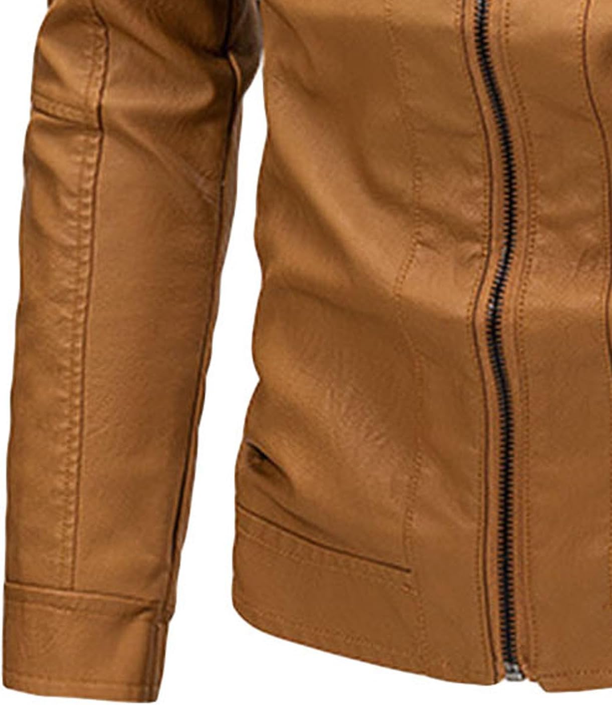 Men's Casual Faux Leather Jacke Male Stand Collar Lightweight Biker Jacket Men Black Moto Faux Leather Outwear