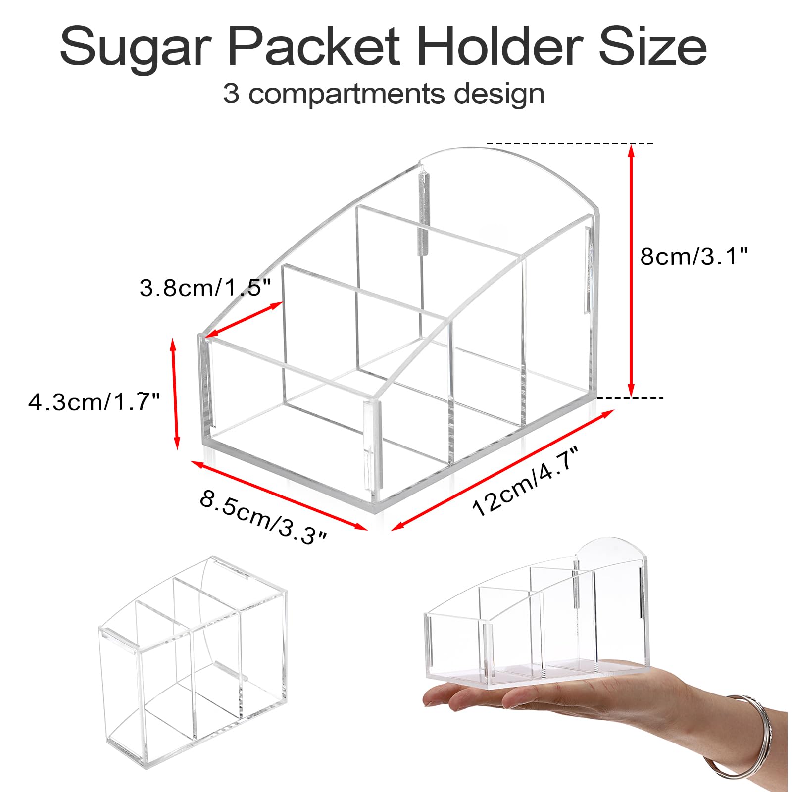SUMNACON Soporte para paquetes de azúcar, soporte acrílico para bolsas de té, cesta de embalaje de azúcar, organizador para paquete de especias, bolsas de té, cápsulas de café en la encimera, barra de