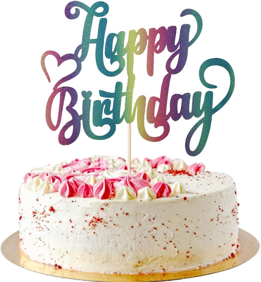 Color Flash Happy Birthday Cake Topper for Celebrating Birthday/Anniversary Party Cake Decorations Supplies