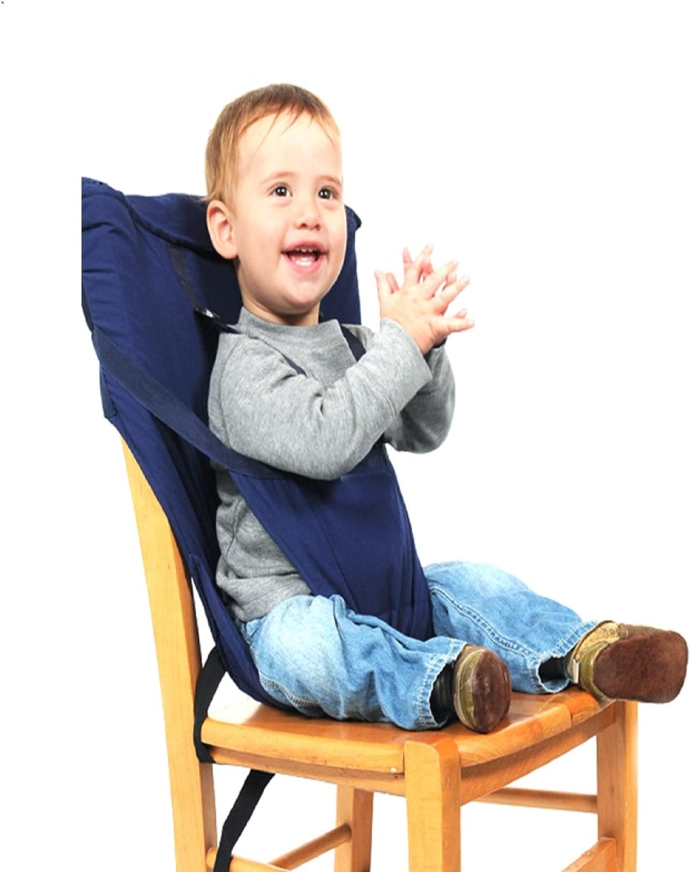 Portable Baby Safety Chair Seat Harness for Toddler, Travel Universal High Booster Seat Belt for Infant sitting/Feeding, 5-Point Adjustable Straps Shoulder Belt, 7 to 36 months Kid (Navy Blue)