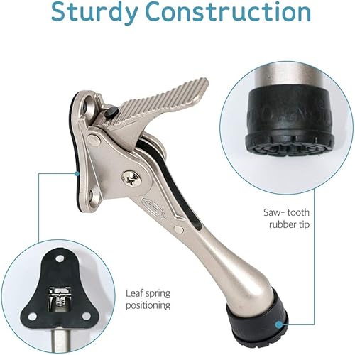 Miniatura 8 de CG PLUS Tope de puerta, tope de puerta de metal semiautomático de un solo toque, con punta de goma antideslizante para suelos de madera, hormigón,