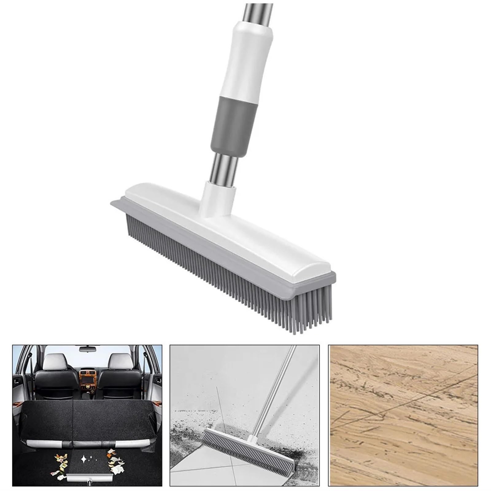 Besen Draußen 2 in 1 Teppichbürste Gummibesen mit verstellbarem langem Griff for den Außenbereich, weicher Push-Besen(Telescopic)