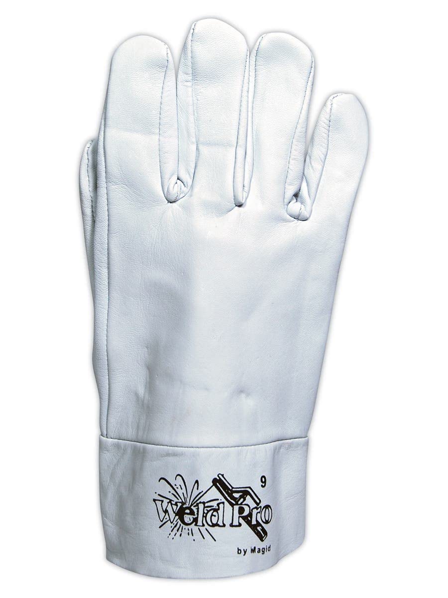 MAGID WeldPro 120B Goatskin Glove with 2 Cuff, Large, Gray