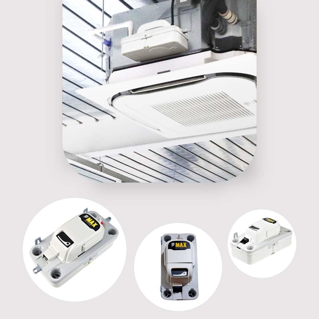 Aspen Max Hi Flow Condensate Drain Pumps Max. Flow 550L/h Max. rec. Head 5m (Flow Rate 55L/h) Ducted Units Floor Standing & Chassis Units Cassette Units