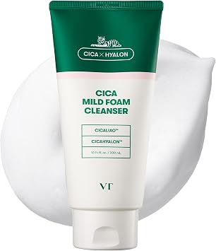 VT COSMETICS CICA Foam Cleanser Face Cleanser, 10.1 fl oz 300 ml, Centella Asiatica, Korean Skincare, Suitable For All Skin Types