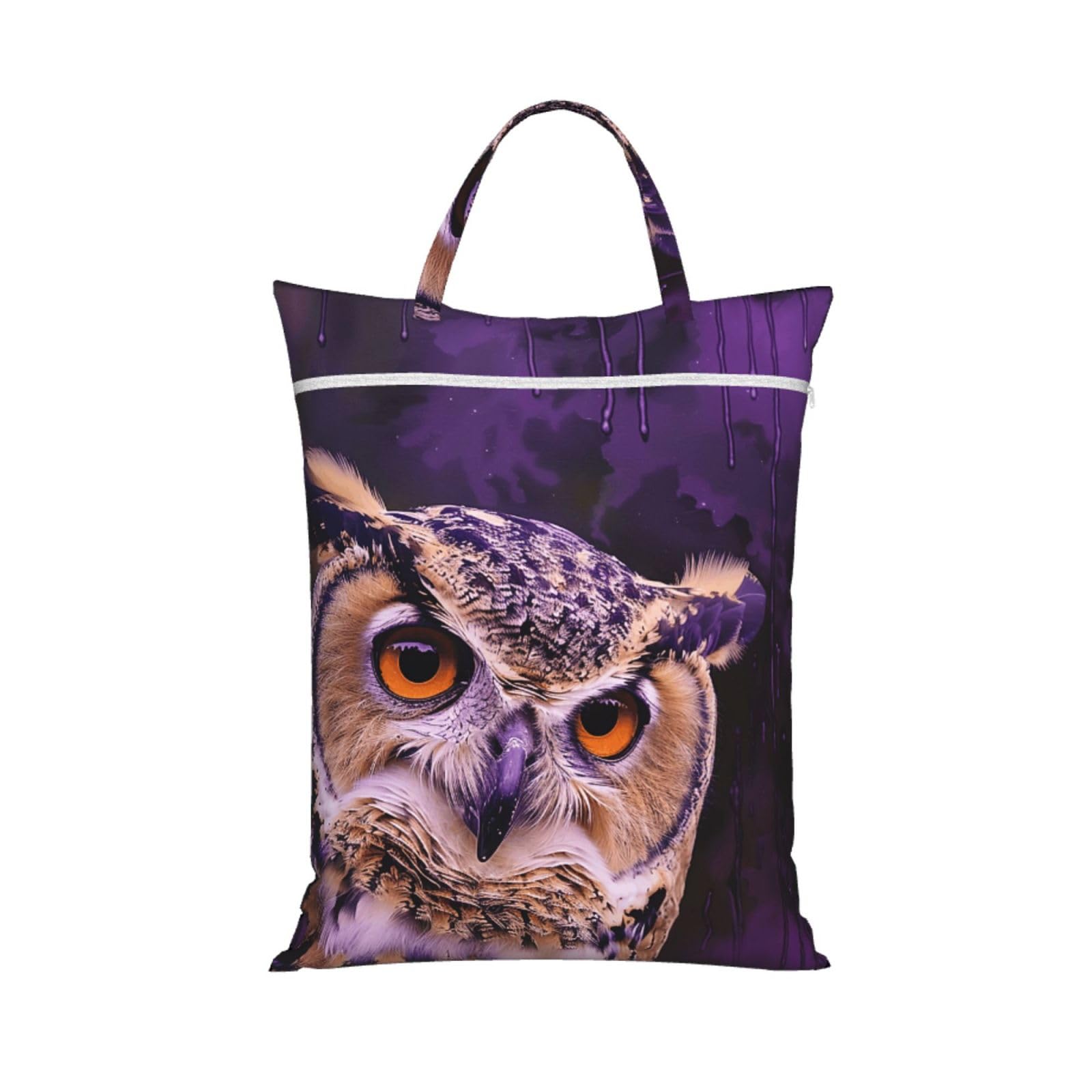 Large Travel Laundry Bags,Purple Print with Handle Foldable Laundry Bag for Holidays Gym Swimming and Family Trips, 1Pcs