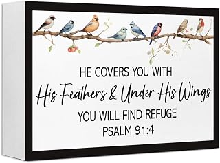 Psalm 9:14 Christian Wood Box Sign Desk Decor,Bible Verse Wooden Block Sign for Scripture Home Farmhouse Bedroom Wall Shelf Tabletop Decor