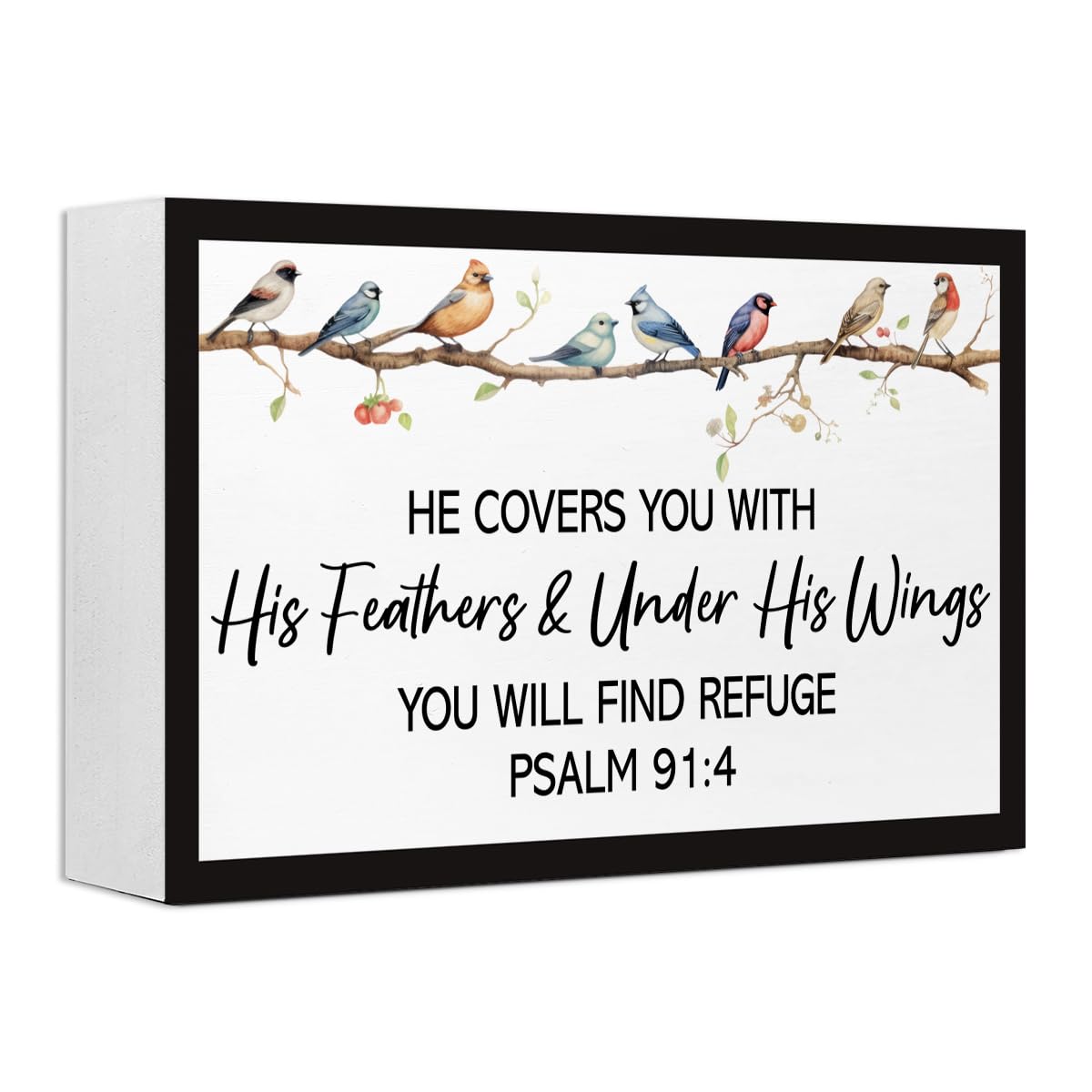 Psalm 9:14 Christian Wood Box Sign Desk Decor,Bible Verse Wooden Block Sign for Scripture Home Farmhouse Bedroom Wall Shelf Tabletop Decor