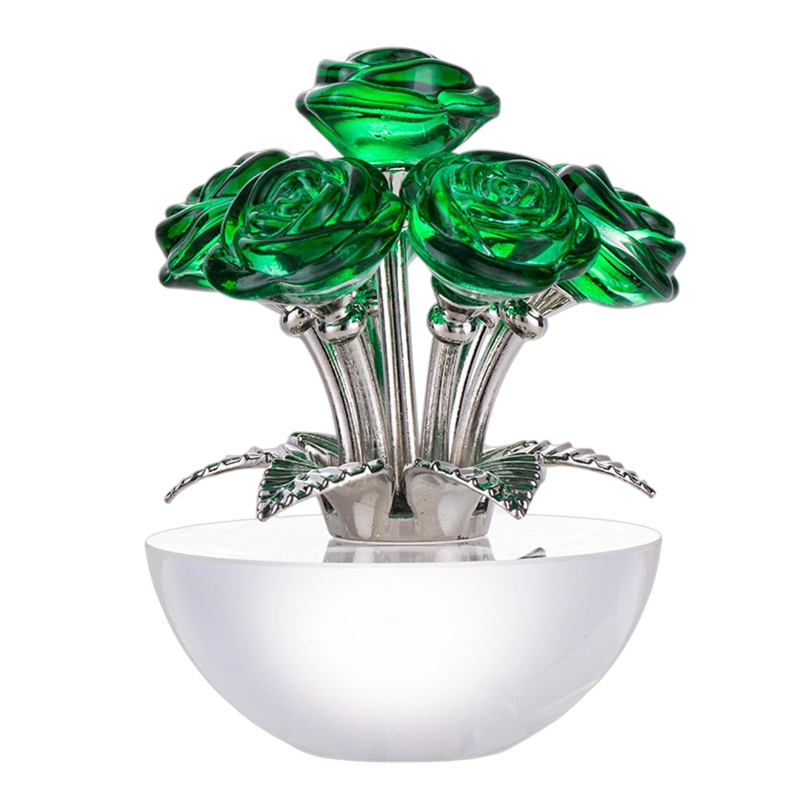 Nucelit Lovely Glass Rose Ornament Sophisticated Addition Sphere Crystal Ornament Realistic Detail Enhances Your Interior Charm Artificial Glass Flower