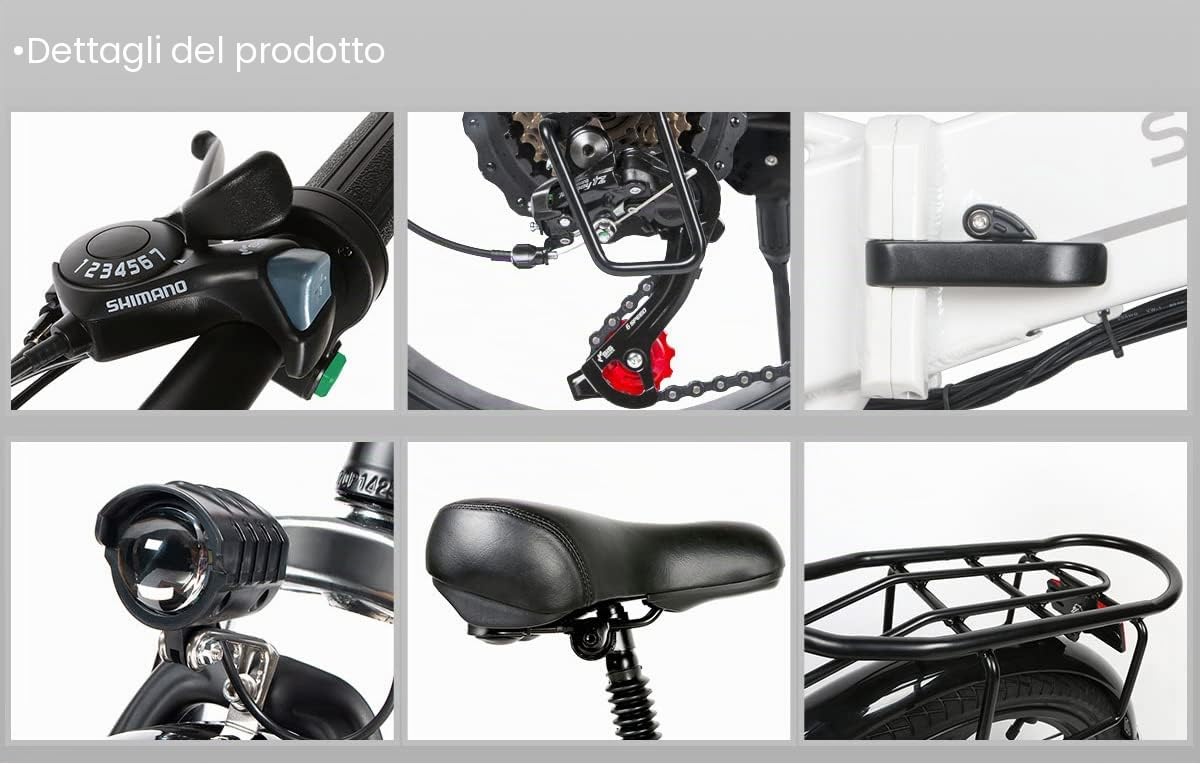 SAMEBIKE Bicicletta Elettrica per Adulti 20'',Pieghevole Bici Elettrica con Pedalata Assistita,City E-bike Unisex Adulto Batteria Rimovibile 48V10.4AH,Bici Elettriche per 7 Velocità Uomo/Donna