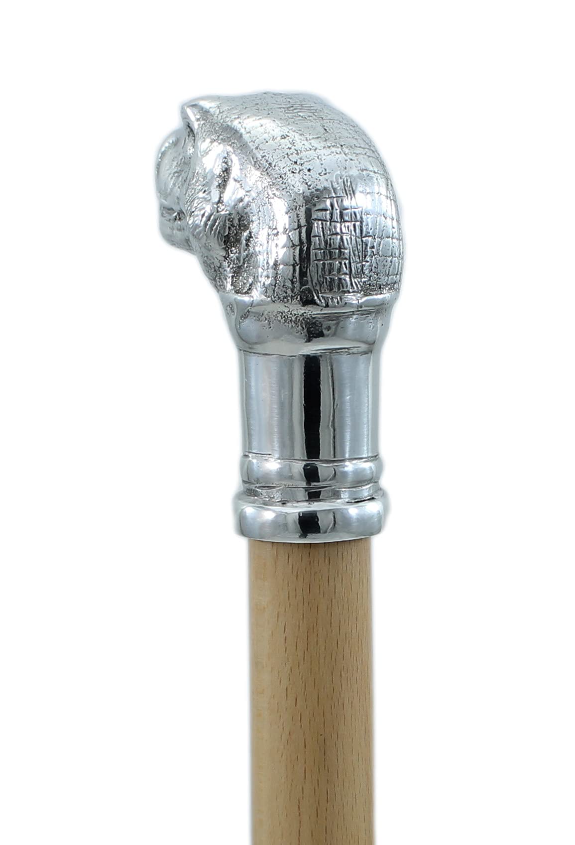 Bastón de paseo con mango Raptor de madera y peltre plateado para hombre y mujer elegante ortopédico