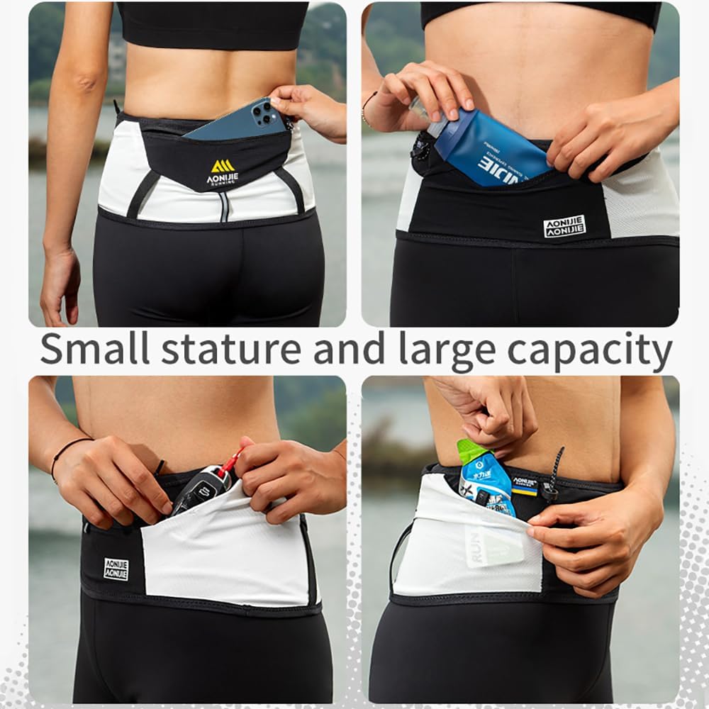 YOUGLE Running Belt with 250ml Soft Flask Comfortable and Breathable Waist Fanny Pack for Jogging Yoga Cycling Hiking Fitness (Large)