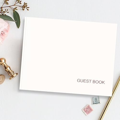 Vista 5 de CalenDream Hermoso libro de invitados de boda, libro de registro de 7 x 9 pulgadas, papel grueso de 120 GSM, cubierta con elegante adorno con letras