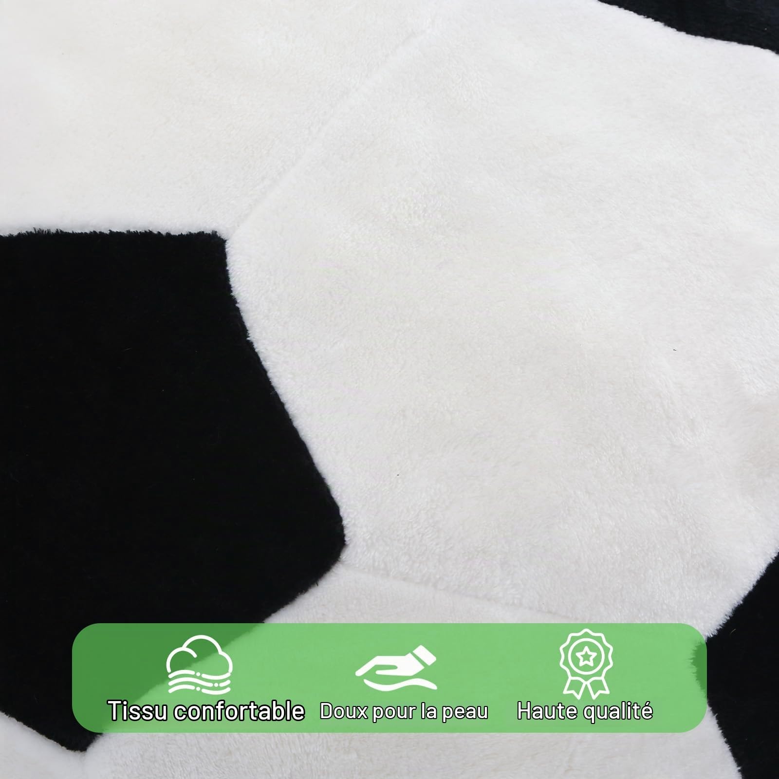 MeMoreCool Pouf pour enfant design football – Beanbag en flanelle douce avec rembourrage en mousse haute densité, fauteuil confortable pour garçons et filles dans le coin douillet, chambre d'enfant et