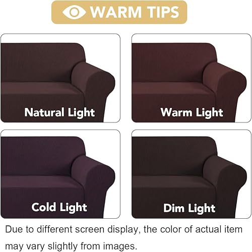 Miniatura 23 de H.VERSAILTEX Fundas elásticas para sofá de 1 pieza, fundas para sofás y sofás de 3 plazas, con tela de jacquard gruesa a cuadros con parte inferior