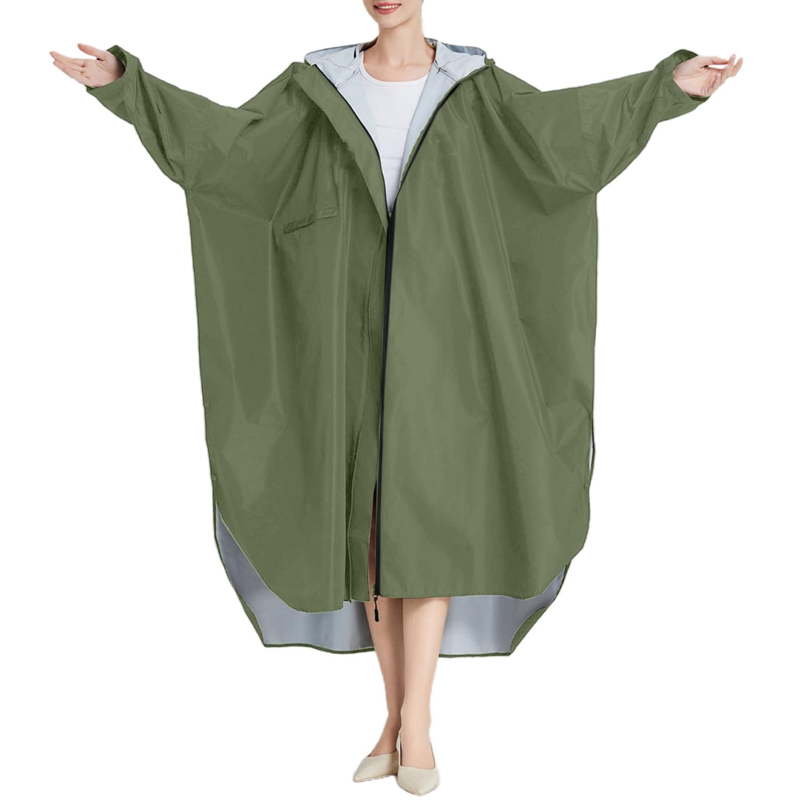 Chubasquero para mujer impermeable y poncho de lluvia largo para bicicleta 7