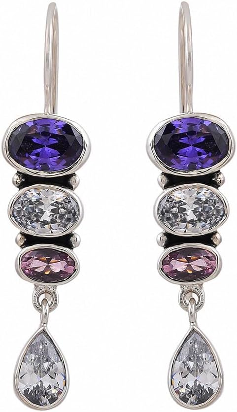 Silver Planets92.5-925 Silver Amethyst Peridot Blue Topaz Turquoise Red Black Onyx Green Emerald & Multi Colour Stone long Earring For Girls & Women
