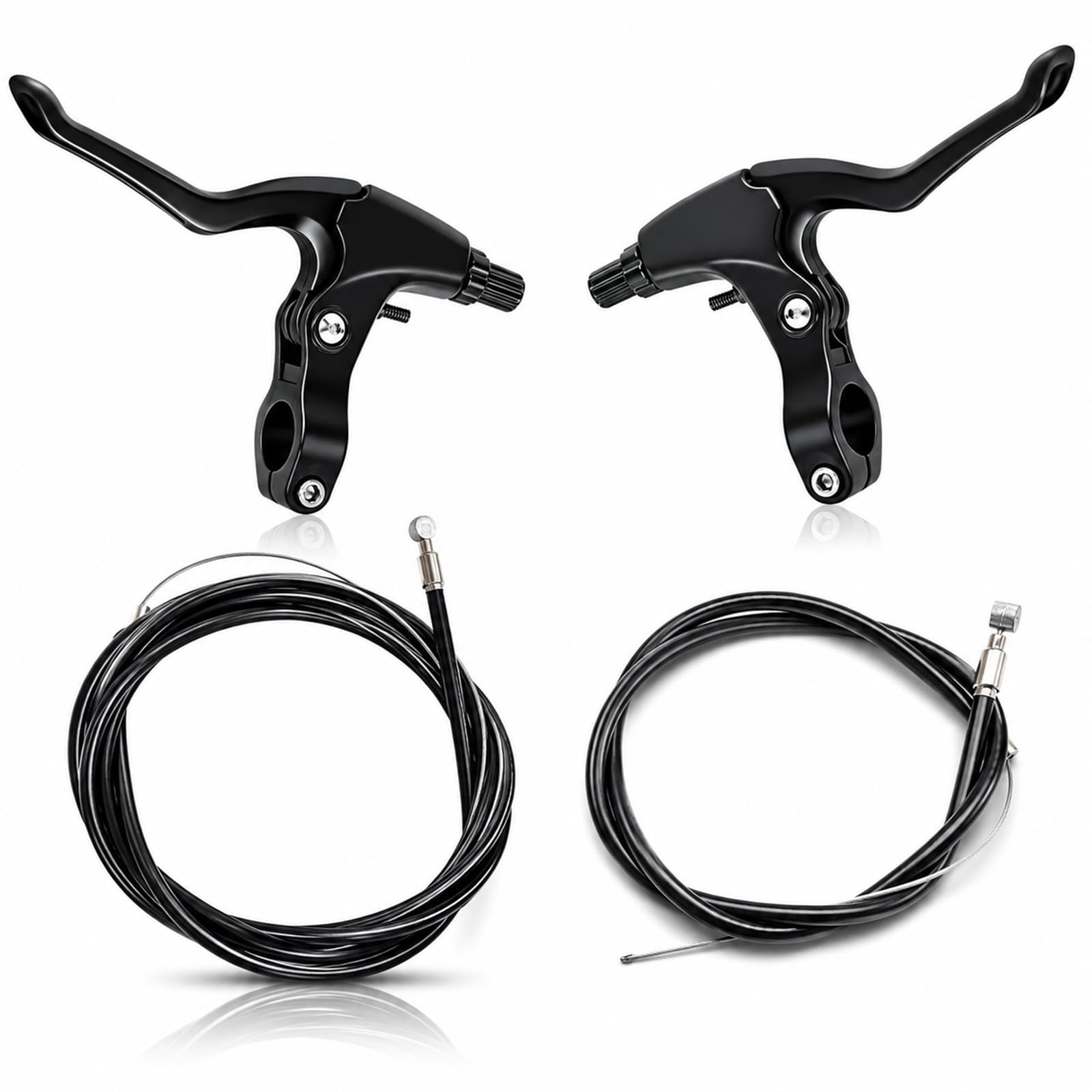 Luckyful 2 Stück Bremshebel Fahrrad Set mit Bremszug, 1 Paar Handbremshebel Kinder für Aluminium, Bowdenzug für V Brake & Mechanische Scheibenbremse, for Mountain Bike/MTB/BMX/Kinderfahrrad Sport & Freizeit