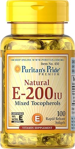 Puritan's Pride Vitamina E 134 mg (200 UI) Tocoferoles mixtos, soporte inmunológico, 100 unidades