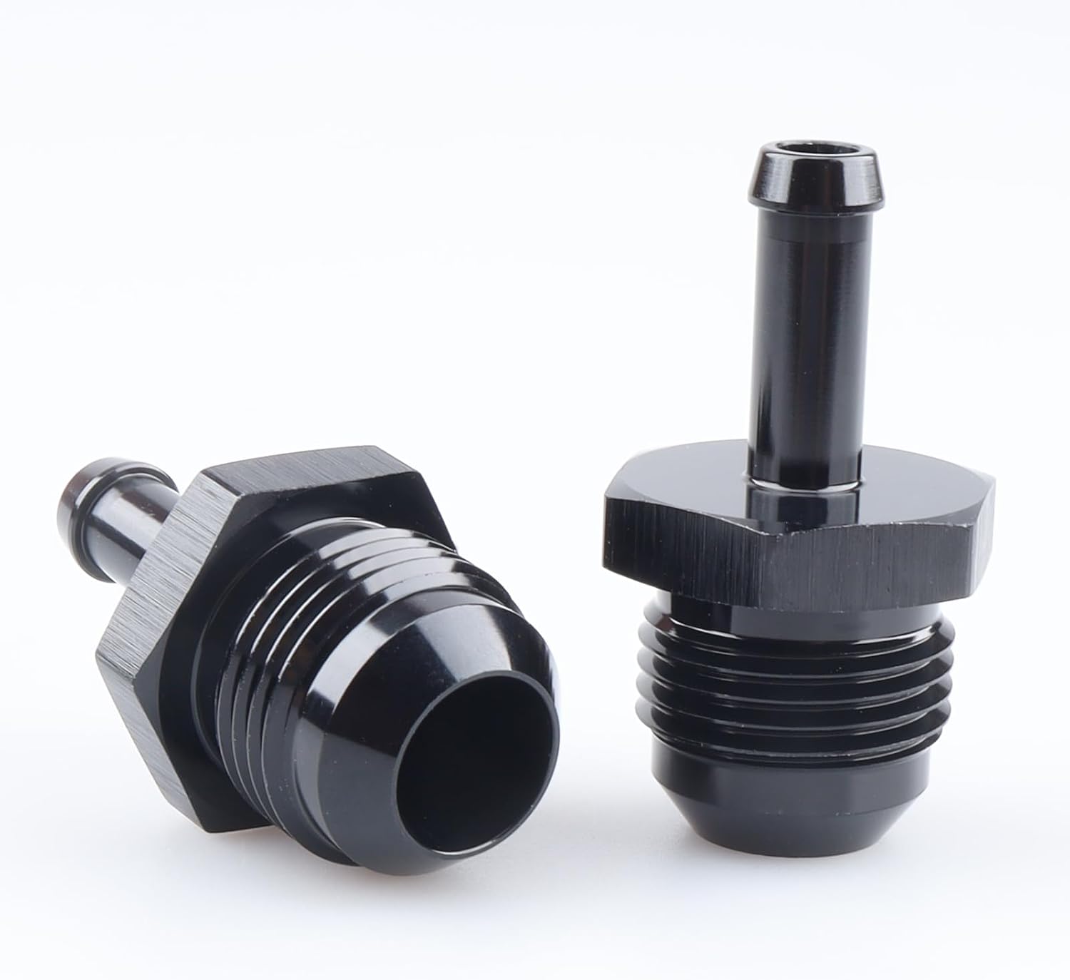 AC PERFORMANCE -6 AN Male Flare to 5/16" Push on Hose Barb Adapter Fitting Aluminum Black, Pack of 2