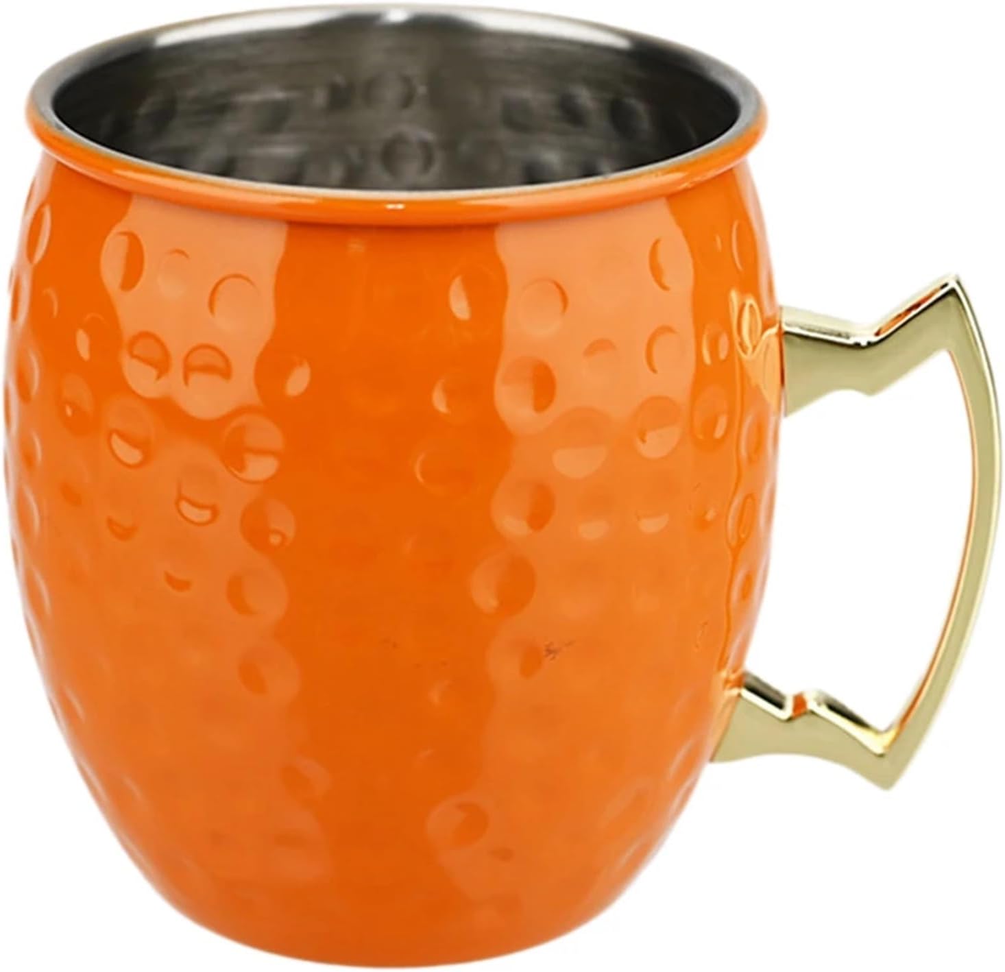 500ml Cocktail Wine Cup Moscow Mule Mug Stainless Steel Hammered Copper Plated Beer Cup Coffee Bar Tools(Orange)